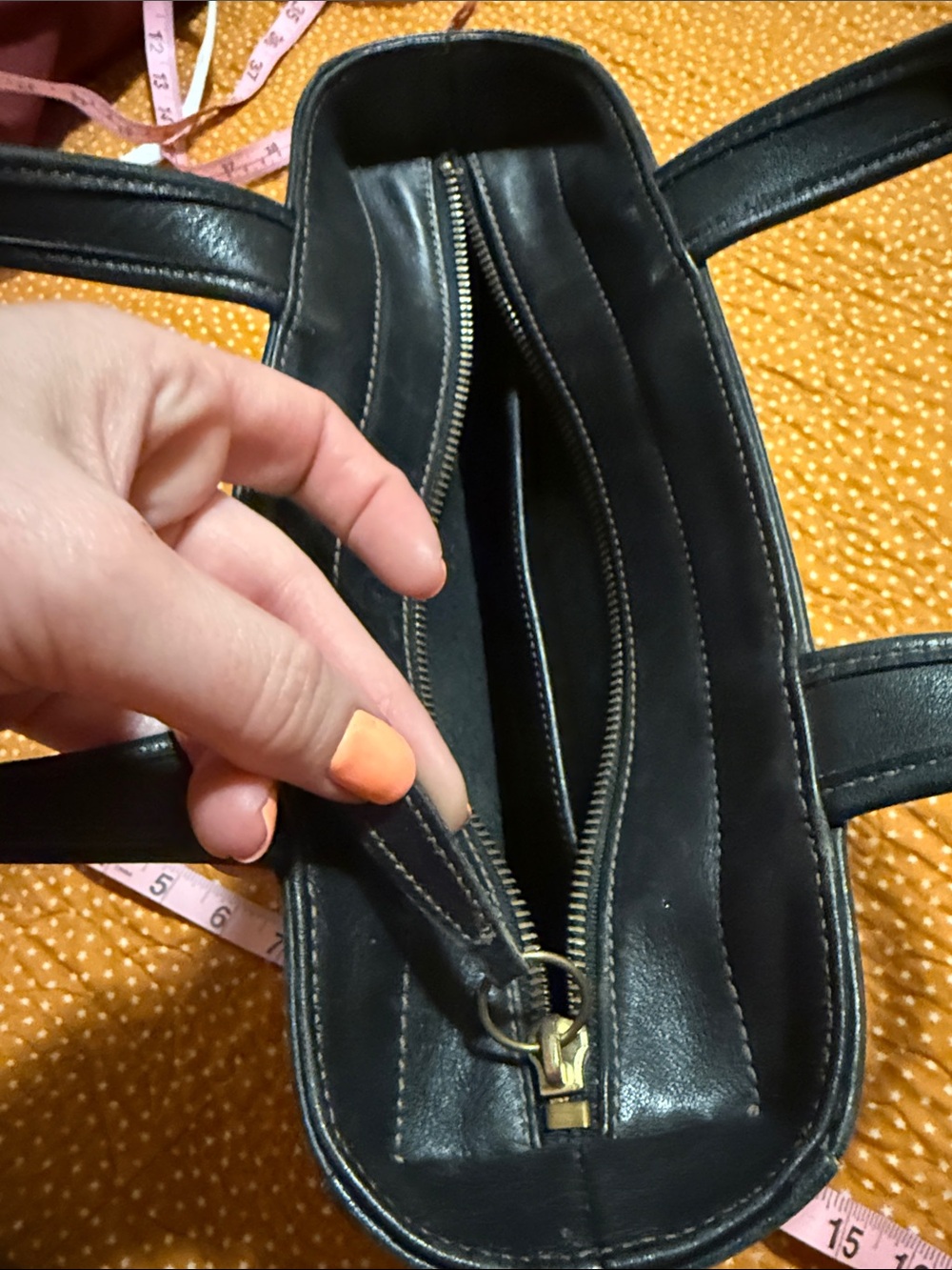 Coach Black Leather Top-Handle Tote - Picture 9 of 12